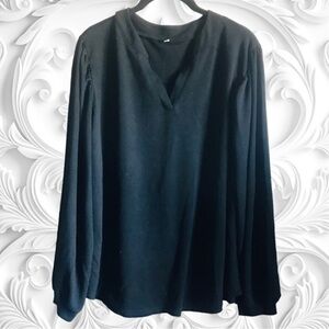 Black Long Sleeve Blouse With Cuffed Sleeves xxl NWOT